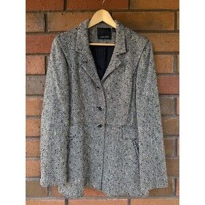 Carlisle Herringbone Jacket‎ Long Blazer | Black White | Womens Size 12